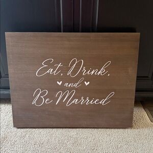 Brown Wedding Sign with White Text